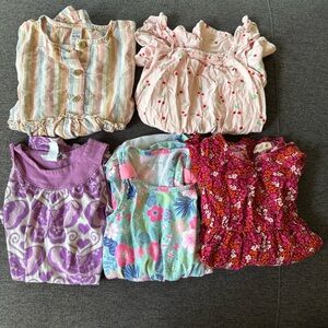 Bundle Set 5PC Dresses Romper Floral Cherry Summer Butterflies Toddler Girl 4T